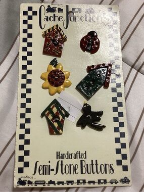 Handcrafted Semi-Stone Buttons - Yellow, Red, Green, Black